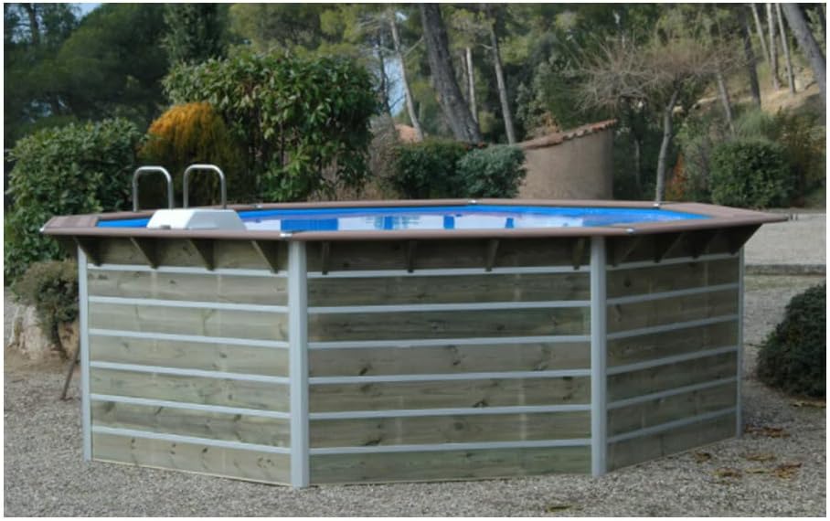 Piscine Bois Waterclip LEYTE 460x111 cm hors sol octogonale