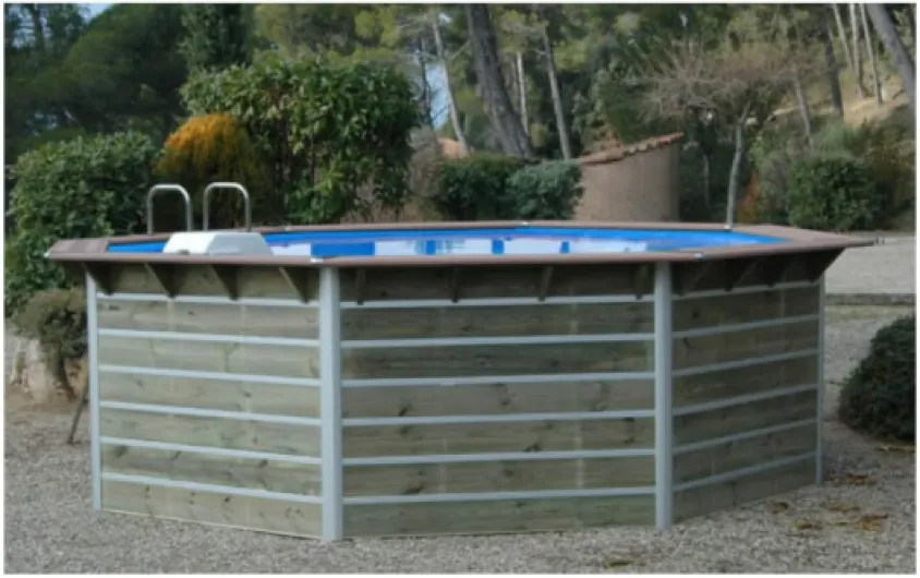 Piscine Bois Waterclip LEYTE 460x111 cm hors sol octogonale