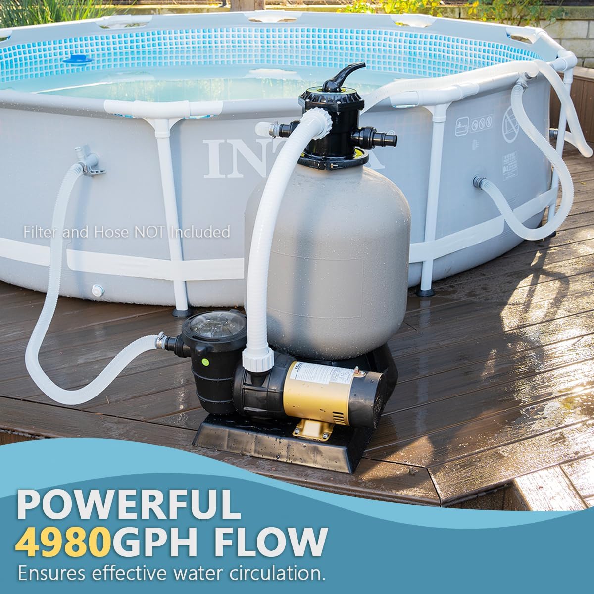 XtremepowerUS - Pompe de piscine variable à 2 vitesses de 1,5 HP Pompe de piscine à haut débit sur le sol, grande passoire avec jeu de réglage coulissant