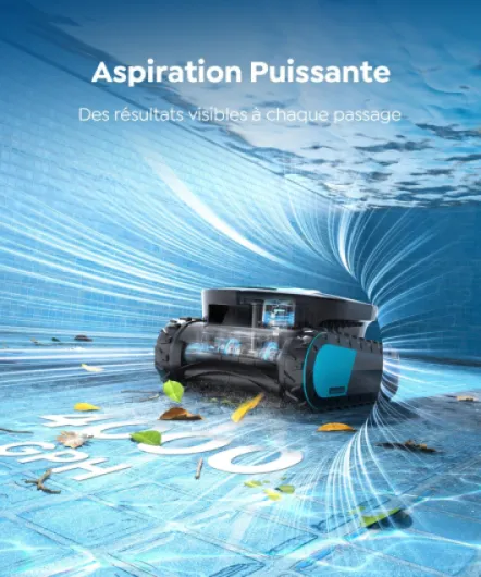 Pleco Pro Robot de Piscine sans Fil, Robot Piscine Fond et Parois, Autonomie 210 Min, Double Filtration, 7 Modes, Contrôle Via App, Aspirateur pour piscines Jusqu’à 200㎡, Noir