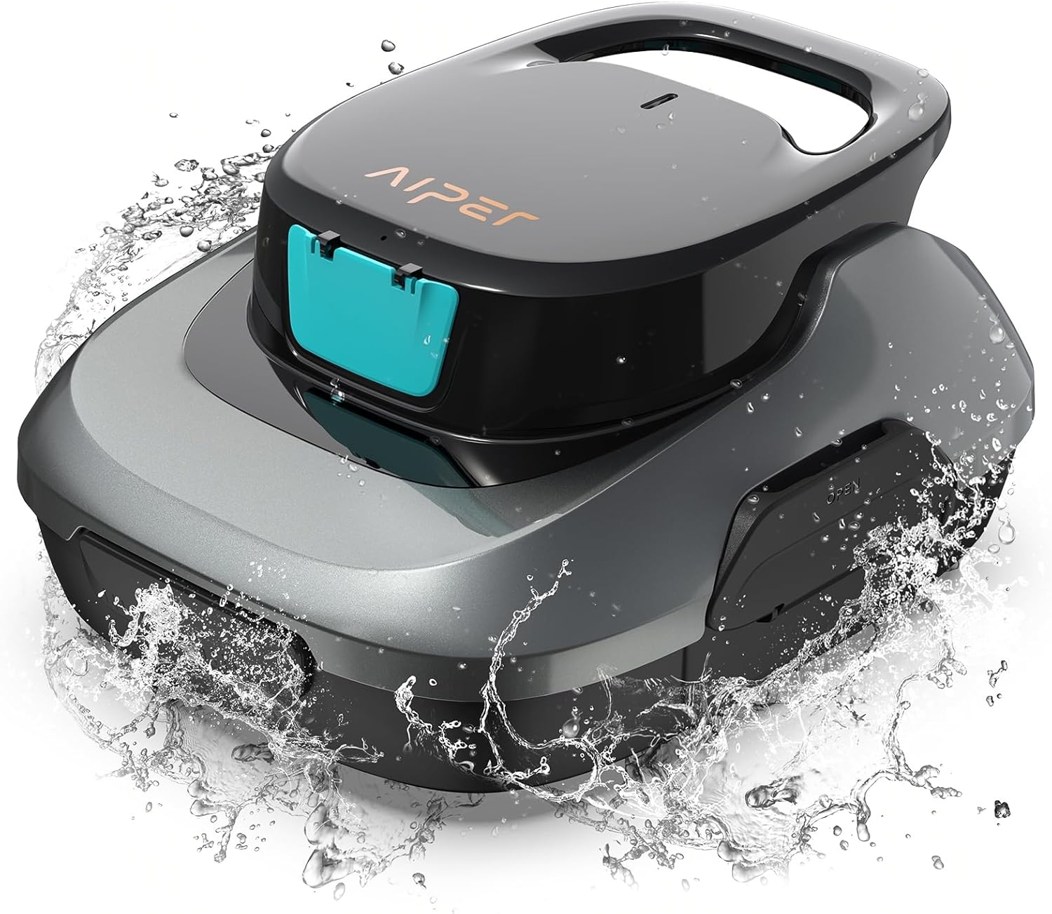 AIPER Scuba SE Robot Piscine, Aspirateur Piscine sans Fil, 90 Minutes de Nettoyage, Stationnement Automatique, Nettoyeur de Piscine Compact et Léger, Idéal pour Les Piscines Hors Sol 80㎡ (Améliorée) Gris
