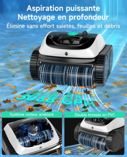 WYBOT C1 Robot Piscine Fond et Parois 150 Min Aspirateur Piscine avec Planification Intelligente des itinéraires, Nettoyage entièrement Automatique du Sol, 150m² Nettoyage Rapide(Vert Blanc)
