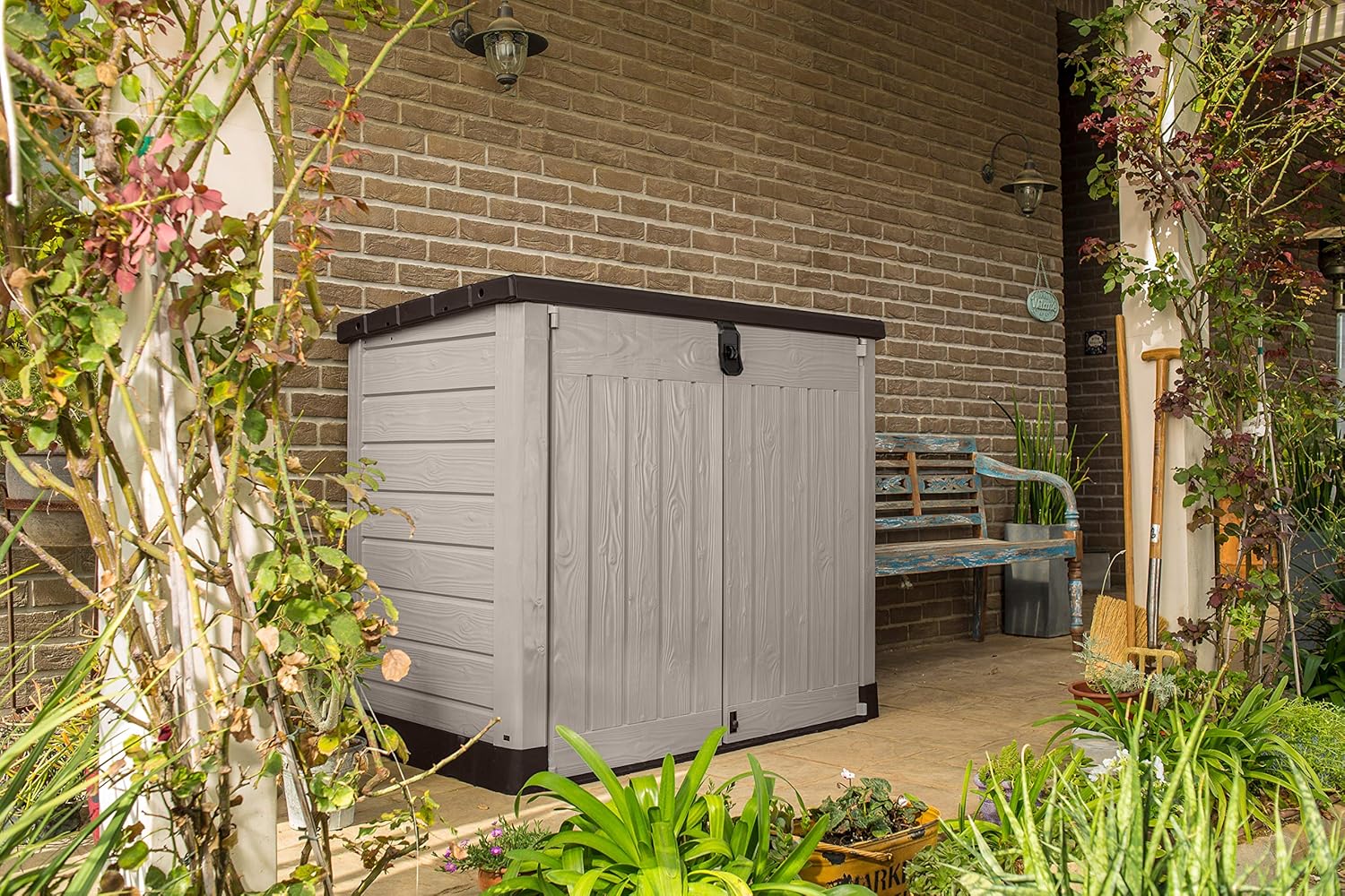 KETER Abri Horizontal Range Poubelle SIO Pro - 1200 litres - Beige