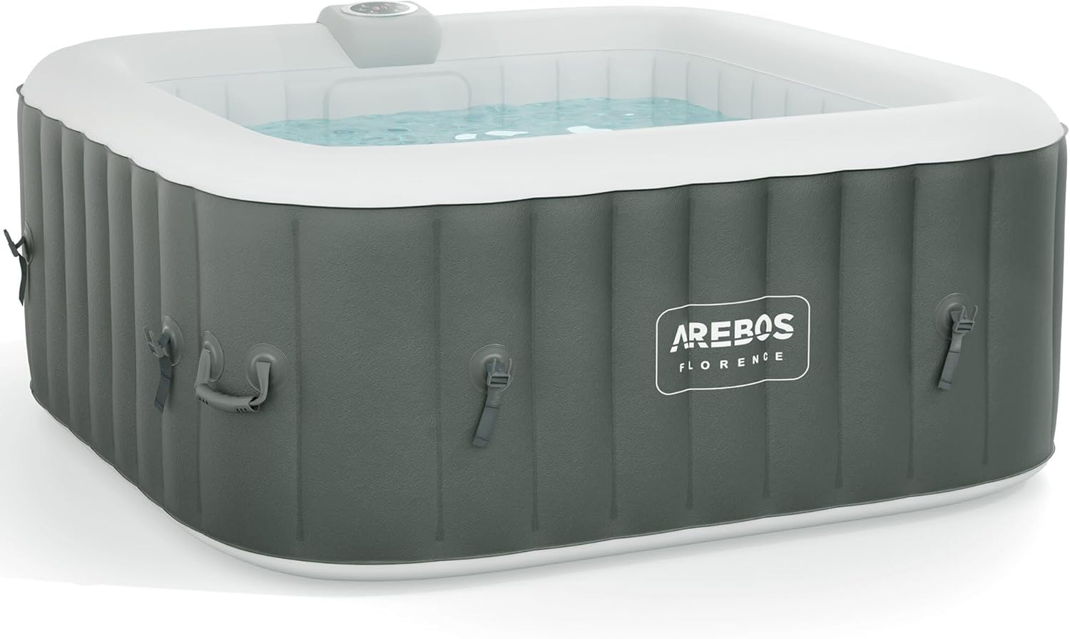 Spa Gonflable - pour l'intérieur et l'extérieur - 4 Personnes - 154x154cm - 100 Jets de Massage - Spa Bien-être Chauffage - Massage Gonflable Carré - 600 litres