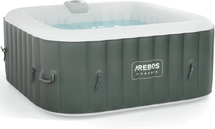 Spa Gonflable - pour l'intérieur et l'extérieur - 4 Personnes - 154x154cm - 100 Jets de Massage - Spa Bien-être Chauffage - Massage Gonflable Carré - 600 litres
