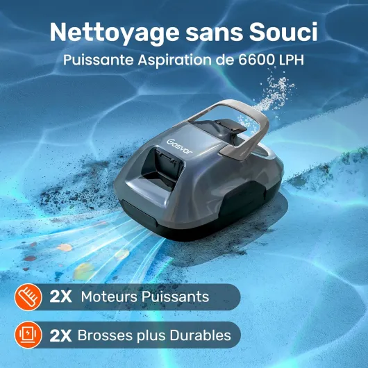 Robot Piscine sans Fil, Aspirateur Automatique Piscine Hors Sol, 90 Min d’Autonomie, Retour Automatique, Portable, Robot de Piscine Jusqu’à 80 m² Vert