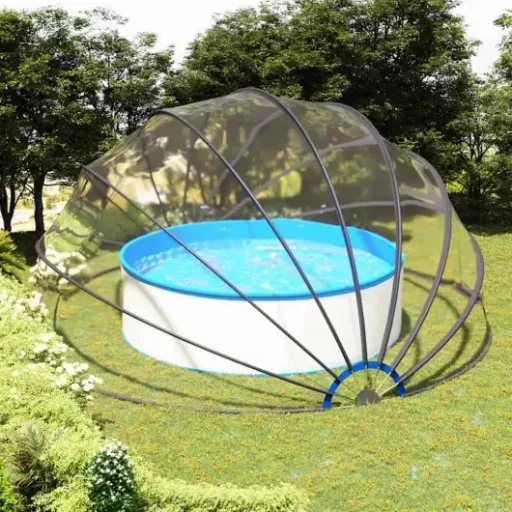 Test Dôme de Piscine 559x275 cm Tomostar : l'abri transparent qui protège surtout des feuilles