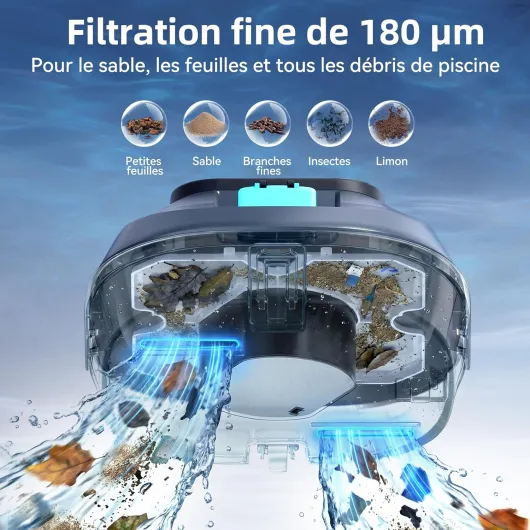 (2026 Nouveau) Pondee X2 Robot Piscine sans Fil avec 200 Min Autonomie, Aspirateur Piscine Hors Sol Stationnement Automatique, Recharge Rapide 3.3 h, pour Piscines Hors-Sol et Enterrées jusqu'à 120 m²