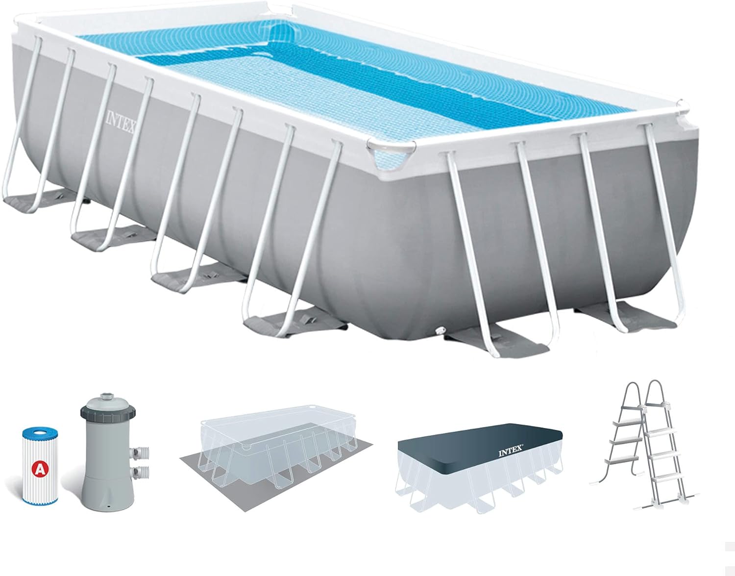 Kit Piscine Prism Frame rectangulaire Angulaire Tubulaire (l) 4,88 x (l) 2,44 x (h) 1,07m & 29080 - Pediluve Coloris aléatoire