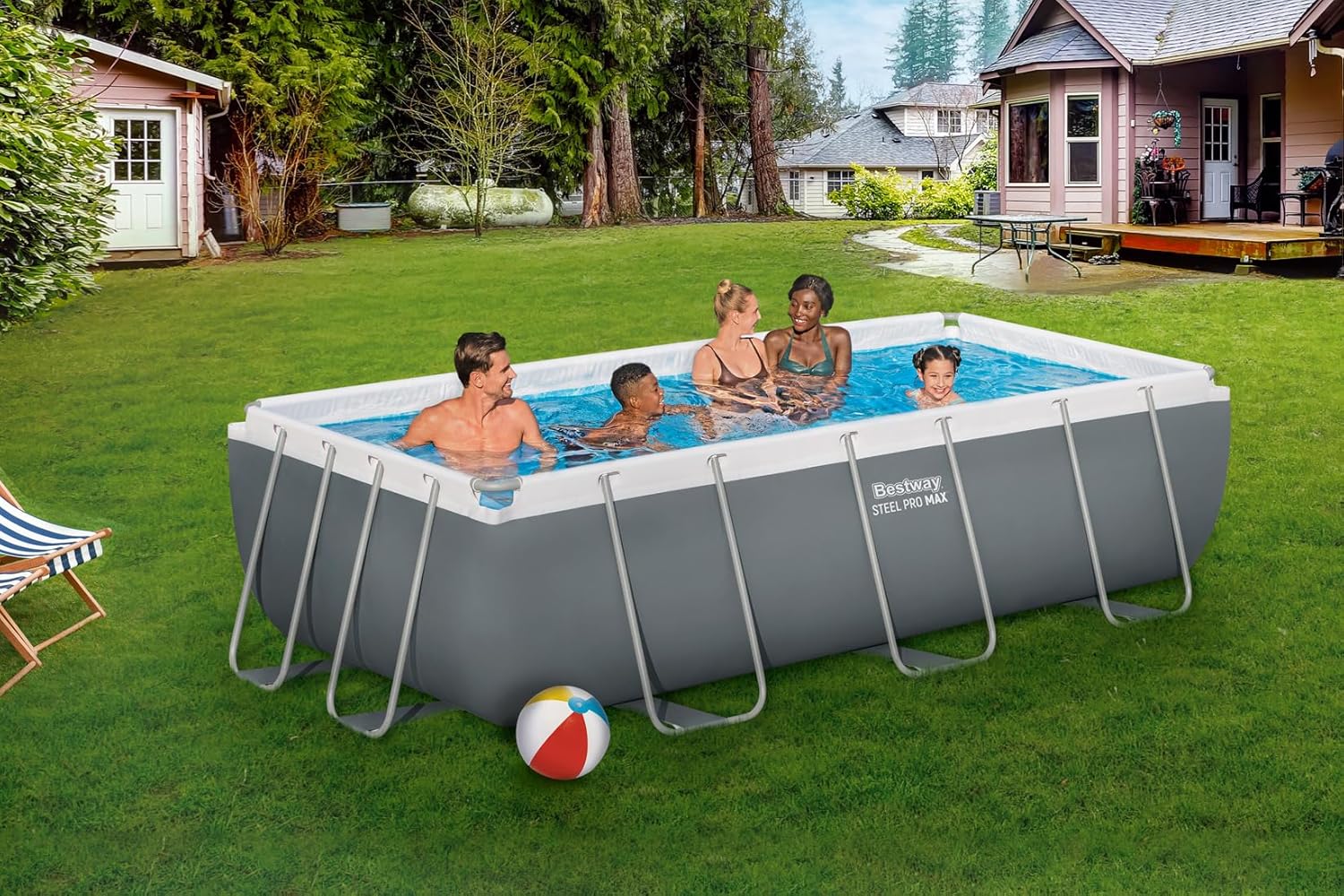 Steel Pro Max Kit Piscine Hors Sol - 404 cm x 201 cm x 100 cm - Gris