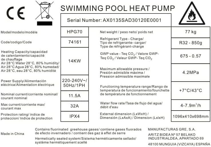HPG25 – Pompe à Chaleur Easy Pool pour Piscine jusqu'à 25 m3 jusqu'a 25 m3