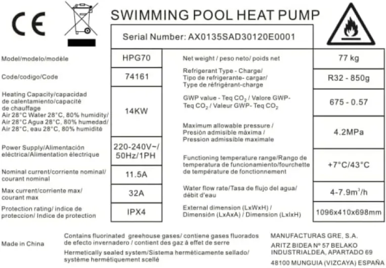 HPG25 – Pompe à Chaleur Easy Pool pour Piscine jusqu'à 25 m3 jusqu'a 25 m3