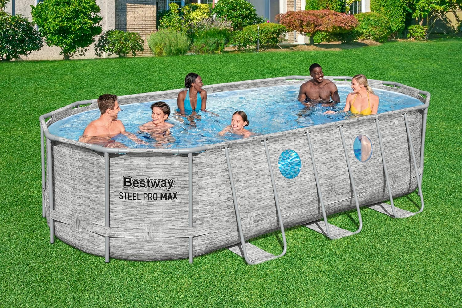 Steel Pro Max Splashview Kit Piscine Hors Sol - 549 cm x 274 cm x 122 cm - Gris