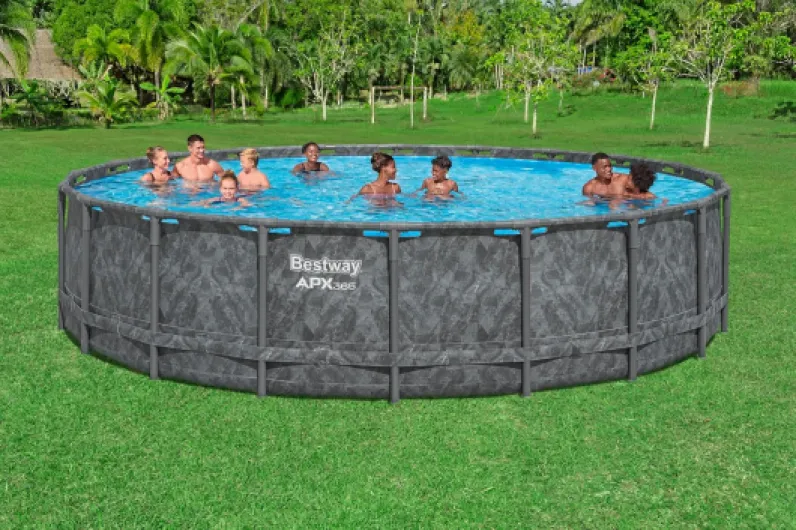Kit Piscine Hors Sol Ronde APX 365-610 cm x 610 cm x 132 cm - Gris foncé