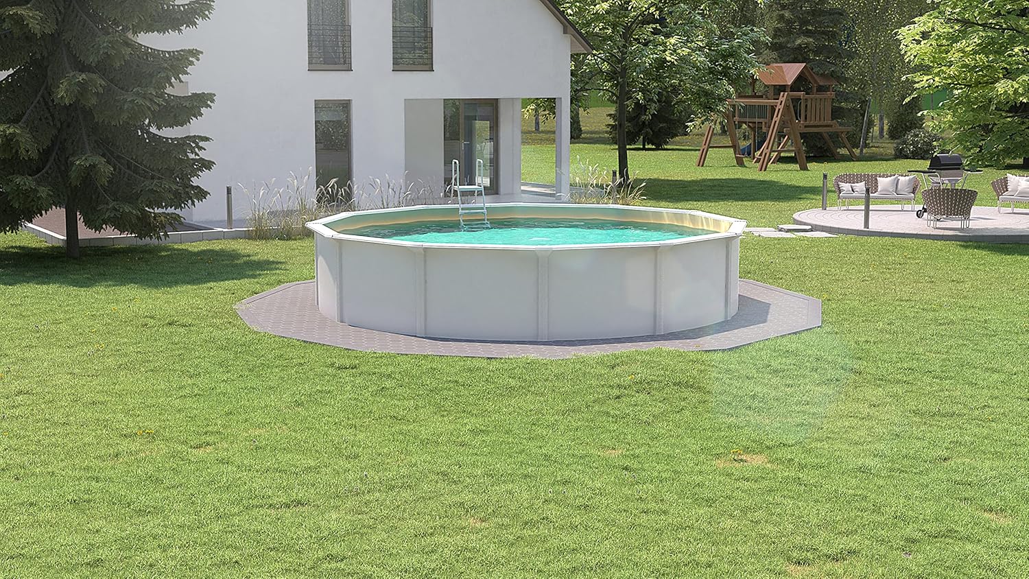 Steinbach Piscine murale en acier Nuovo de Luxe II - 012141SA - Ø 360 x 120 cm - Piscine robuste blanche jusqu'à 11 000 litres d'eau - Avec film intérieur résistant à l'hiver couleur sable et nombreux