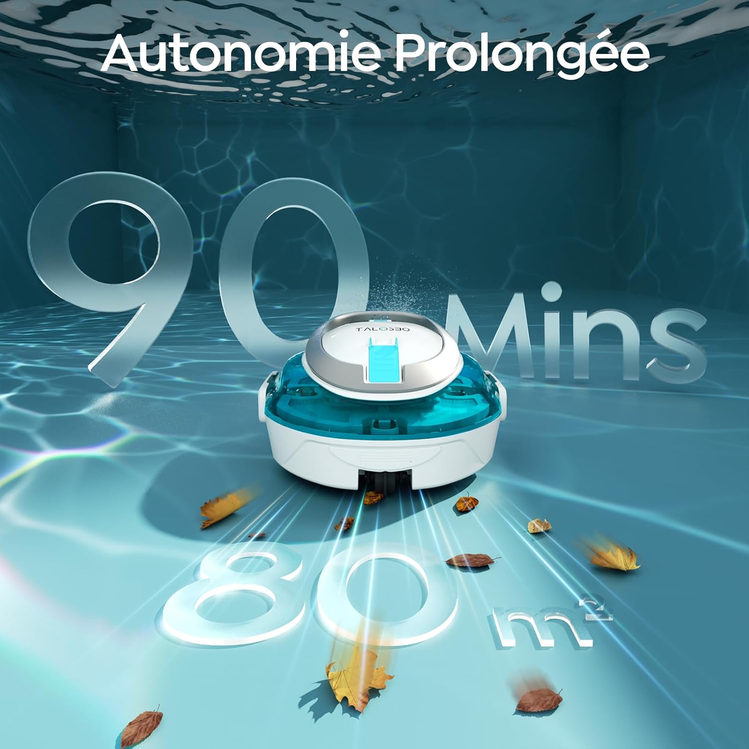 S2 Robot Piscine à Double Filtration, Nettoyeur de Piscine, Aspirateur Piscine sans Fil,Autonomie 90 Min