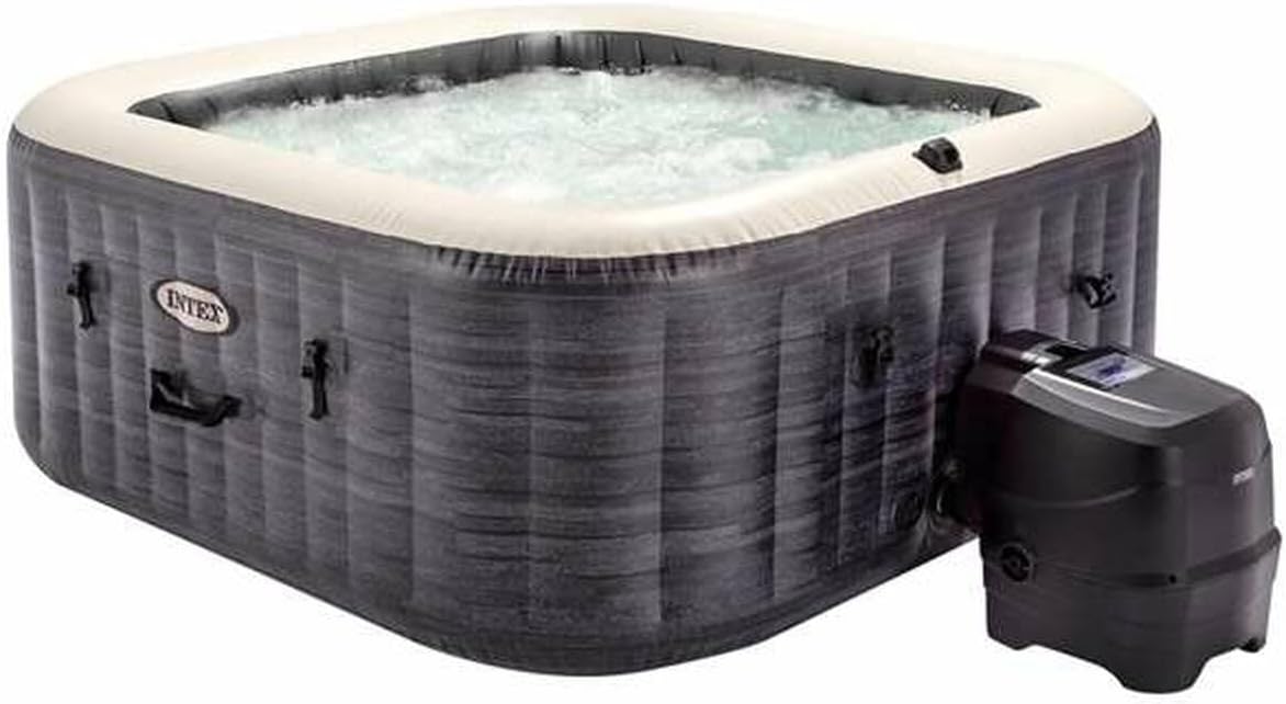 Intex - 28450EX - Pure Spa Bulles Ardoise 4 Places, Gris Ardoise & lumière d'ambiance LED à Piles pour Pure Spa à Bulles