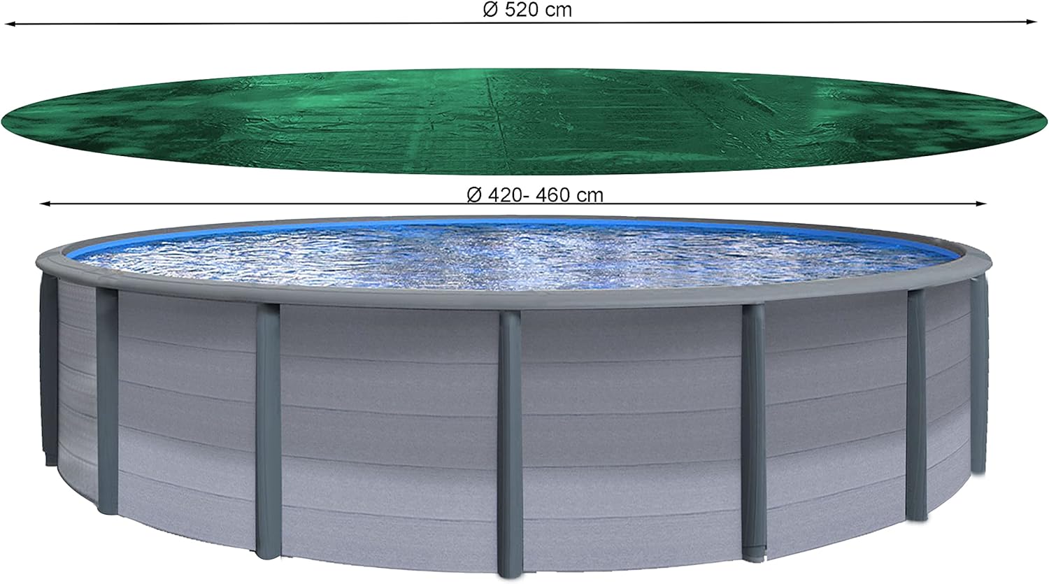 Bâche Hiver pour Piscine Ronde 450-460 cm 200g/m² 420 - 460 cm (Ø 520 cm) Vert