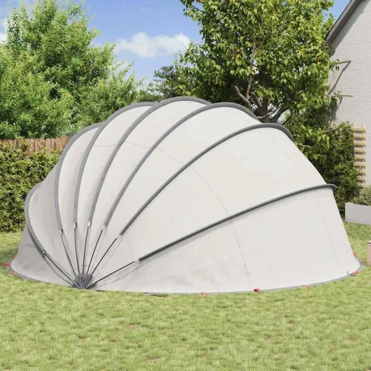 Dôme de Piscine, Dôme de Protection Tente Abri de Piscine Hors Sol Gris et Orange 592 x 590 x 275 cm
