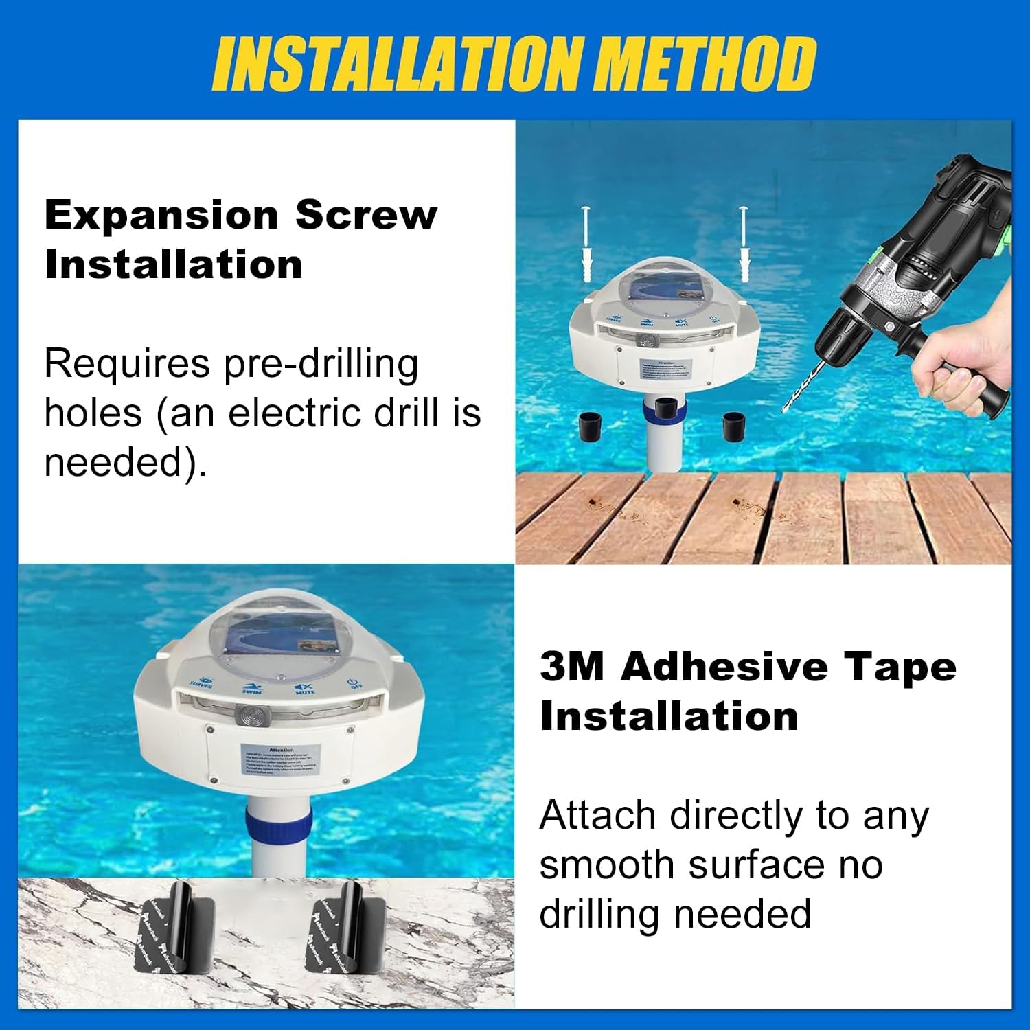Alarme de Piscine avec récepteur à Distance, système de Surveillance des noyades sous-Marines, Alimentation par Piles, alarmes de Piscine pour piscines creusées et Hors Sol, Protection de sécurité