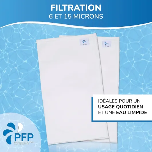 Poche Filtrante Compatible avec Piscine Desjoyaux - 6 + 15 Microns Lot de 2 - Eau Limpide + Quotidien - Sac Filtrant - Chaussette Filtrante - Filtre Piscine - Entretien facile Lot de 2 – 6 + 15 microns