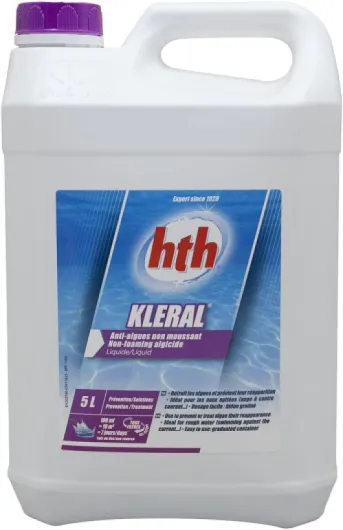 HTH KLERAL Liquide - 5L - Anti-Algues - Très Puissant - Non moussant + 10 Tests HPS OFFERTS 6 en 1