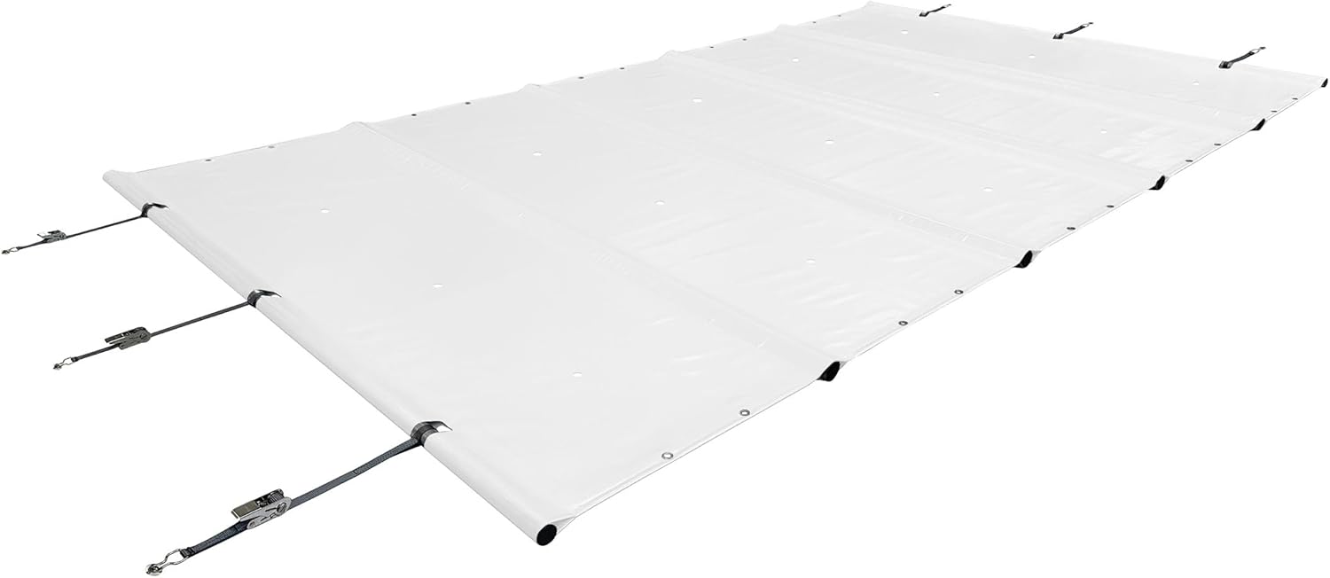 ANKO PLANEN Bâche de Piscine rectangulaire de sécurité à Enrouleur – sécurité maximale Toute l’année – SafeDeluxe – sans Barres (4m x 8m, Blanc) 800 x 400 cm (Rectangulaire) Blanc