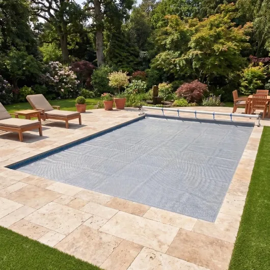 Bâche à Bulles Solaire Piscine 6 x 3 m - Epaisseur 500 Microns Premium - Bordée 4 Côtés - Technologie Alvéolaire Chauffante Anti Algues - Bleu/Gris
