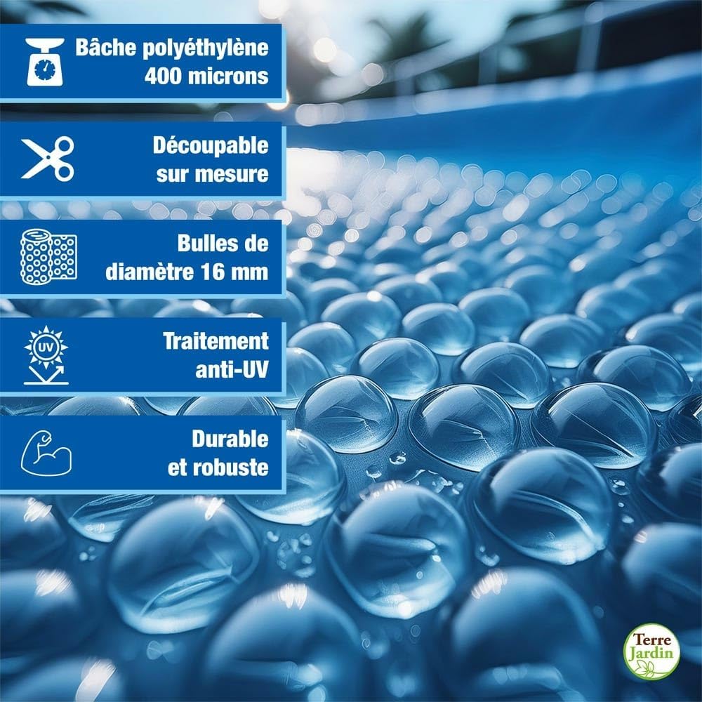 Bâche à Bulles Piscine rectangulaire 400 microns - 2 x 4 - Bleu Bleu 2 x 4