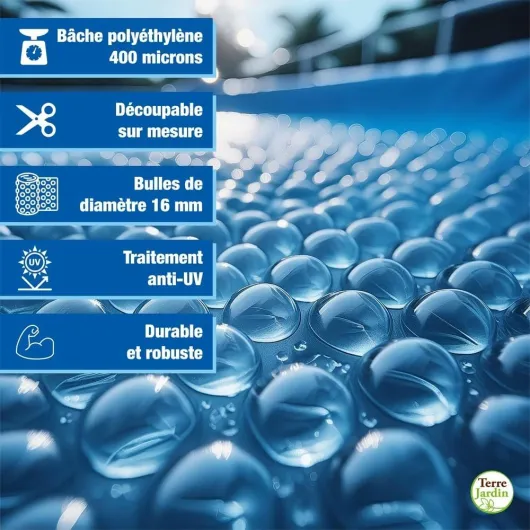 Bâche à Bulles Piscine rectangulaire 400 microns - 2 x 4 - Bleu Bleu 2 x 4