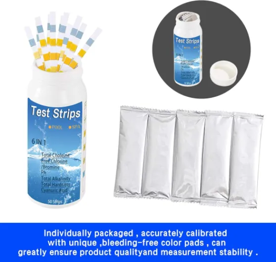 Bandelettes de Test pour Piscine et Thermes, Lot de Bandelette Piscine 6 en 1 pour Papier ph Bandes Test Qualité d'eau sur Chlore Total Chlore Libre Alcalinité Acide Cyanurique Dureté du Liquide