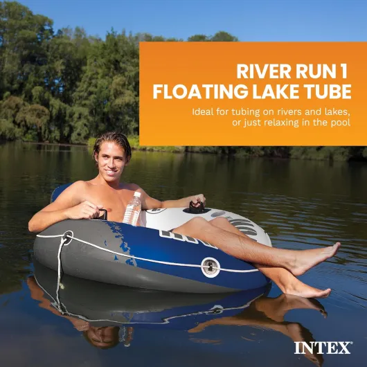 Jeu d'eau et de plage - Fauteuil Bouée Géante River Run - Ø 135 Cm Bleu, Blanc, Noir