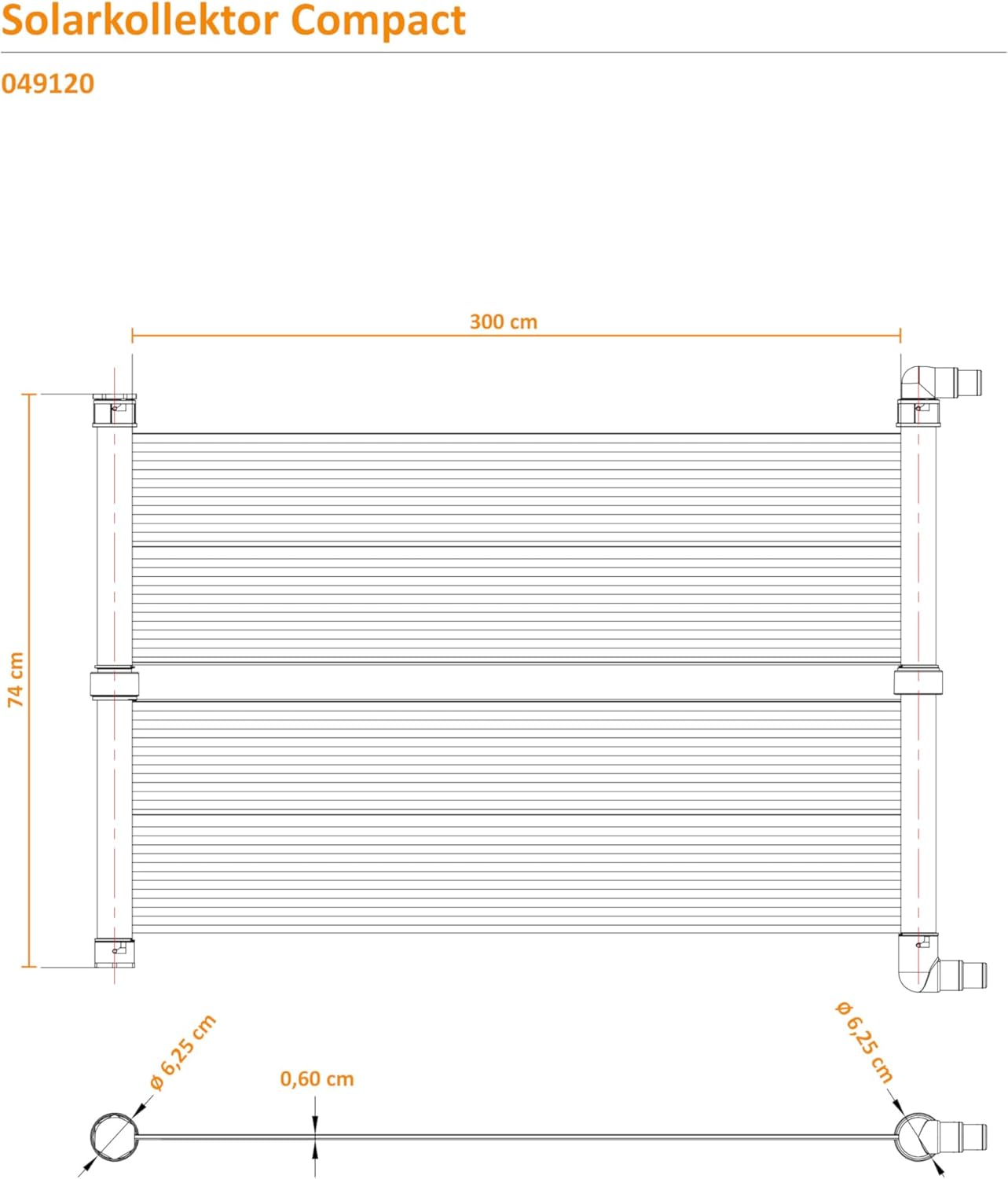 Steinbach Speed Solar Sun 49120 Chauffe-piscine solaire en polyéthylène basse densité 0,7 x 3 m pour piscines d'une capacité allant jusqu'à 12 mètres cubes/diamètre du raccord de tuyau 32/38 mm 300x70 cm simple