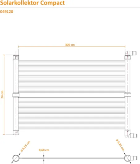 Steinbach Speed Solar Sun 49120 Chauffe-piscine solaire en polyéthylène basse densité 0,7 x 3 m pour piscines d'une capacité allant jusqu'à 12 mètres cubes/diamètre du raccord de tuyau 32/38 mm 300x70 cm simple