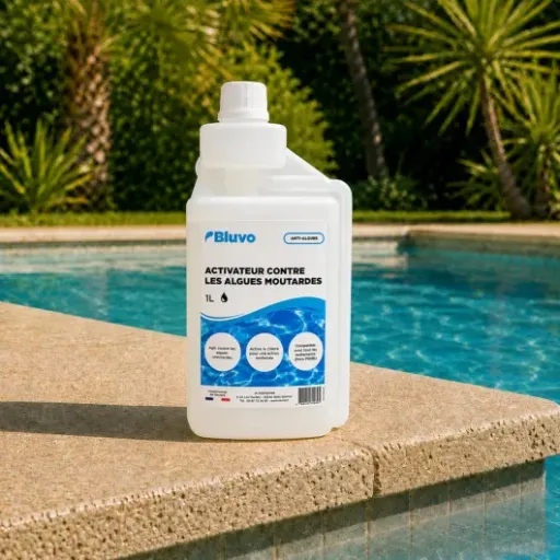 Test Bluvo Activateur Anti-Algues Moutarde 1L : le renfort chloré quand la piscine jaunit