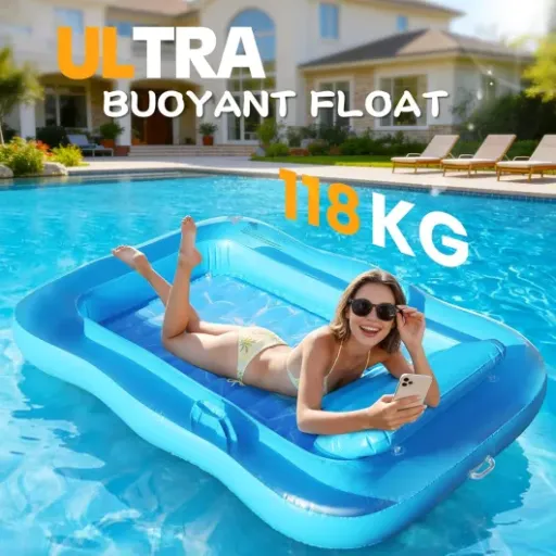 Test KingSom Matelas Gonflable Piscine Adultes : le transat de bronzette qui prend de la place mais fait le job