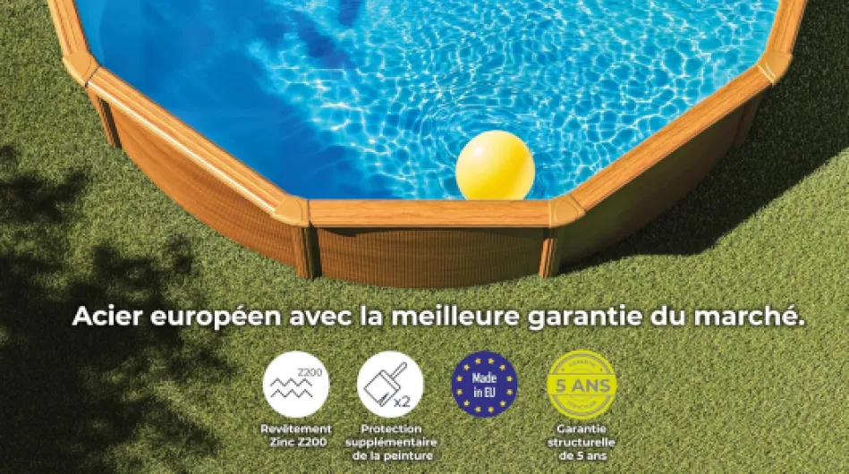 KITPR303W Sicilia - Piscine Hors-Sol en Acier, Piscine Ronde avec Structure en Acier Imitation Bois - Piscines Hors-Sol pour Jardin, Ø300 x 120 cm Ø 300 x 120 cm