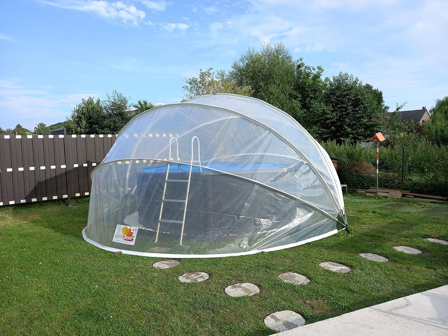 Dôme de Piscine Ø 440 cm – abri Piscine Hors Sol Transparent, pour piscines Rondes & rectangulaires, Effet Serre