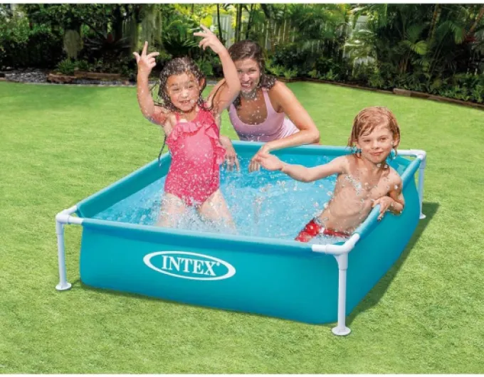 Piscinette Metal acidulée carrée Turquoise Turquoise 122x122x30 cm Ancien monde