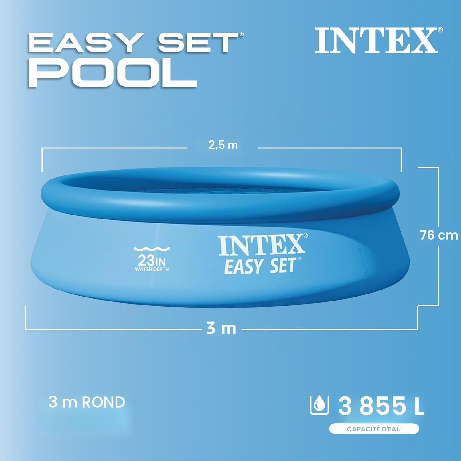 Piscine Easy Set autoportante 3,05 x 0,76 m Blue 28120NP 305 cm x 76 cm Standard