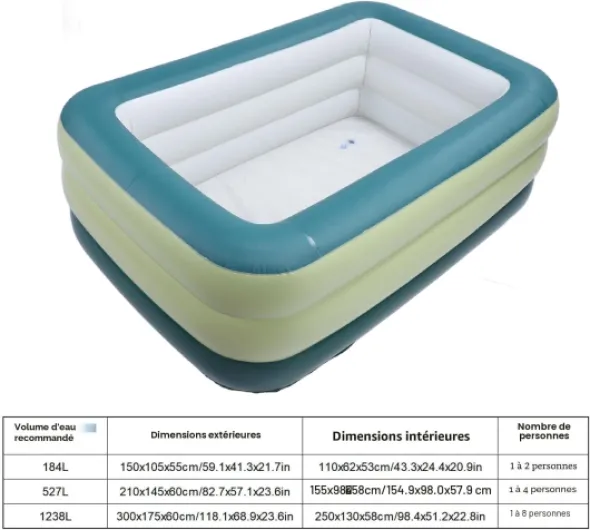 Piscine gonflable pour enfants et adultes en PVC épais, 3 couches, hors-sol, pour été, fête aquatique, jardin, pelouse (1238 l) 1238 l 1238l