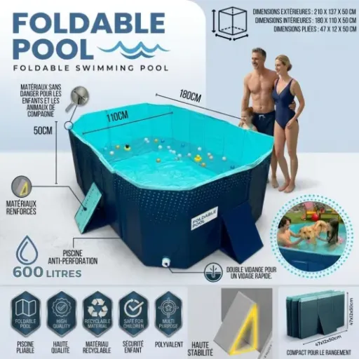 Test INDUSTEX Foldable Pool 180x110x50 : la piscine pliable qui fait le job sans prendre tout le jardin