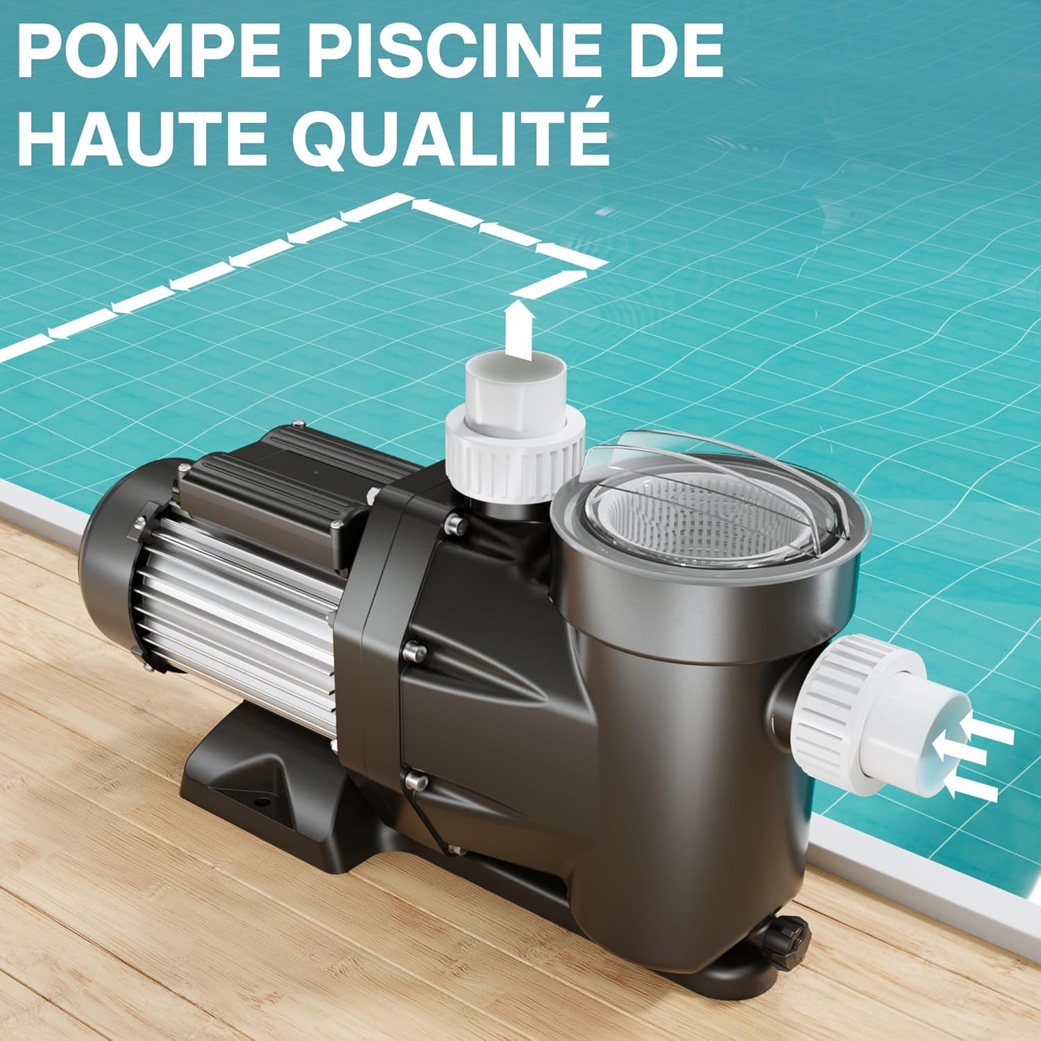Pompe de piscine – 28800 l/h 1300 W – Hauteur refoulement 17 m, hauteur aspiration 4 m – Pompe de filtration pour circulation d’eau – Pool Whirlpool Bassin à remous Jardin 28800l/h 1300W