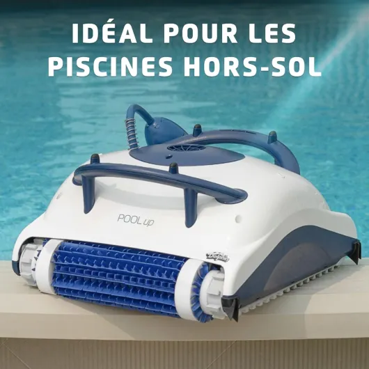 Pool UP Robot Piscine Fond et Parois, Navigation Intelligente, Système de Filtration Fine, 120Min d'Autonomie, pour Piscines Hors Sol Jusqu’à 8 m