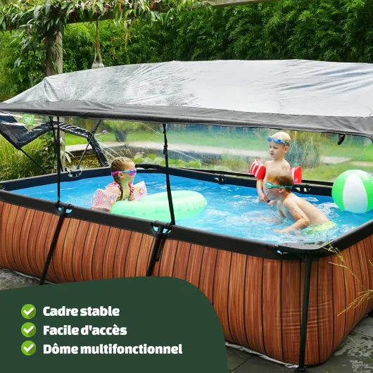 Piscine Hors Sol Rectangulaire 300 x 200 x 65 cm avec Pompe Filtrante – avec Bâche Multifonctionnelle – Piscine Tubulaire à Cadre Acier – Certifiée TÜV CE en 16582 – Lime – Vert 300 x 200 cm (Rectangulaire) Vert
