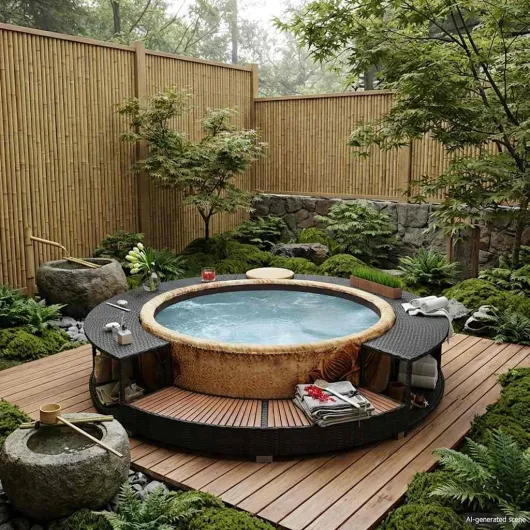 Cadre de Bain à Remous, Cadre de Spa Résistance aux Intempéries, Enceinte de Spa, Marche d'Entrée de Spa, Noir Résine Tressée