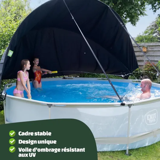 Piscine Hors Sol Ronde ø 300 x 76 cm avec Voile d'Ombrage et Pompe Filtrante – Piscine Tubulaire pour Enfant – Cadre en Acier – TÜV CE en 16582 – Lime – Vert 300 cm Vert