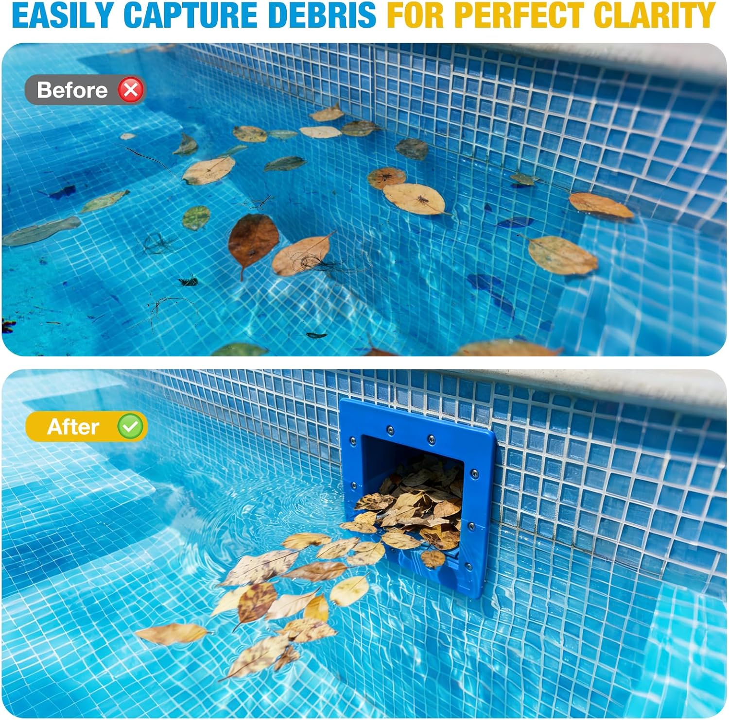 Orealla Kit Skimmer Écumeur de Surface pour Piscine – avec Grand Panier, Buse d‘Entrée et Vanne de Retour – ABS Bleu Résistant pour Piscines Enterrées/Hors-Sol
