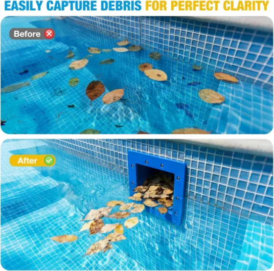 Orealla Kit Skimmer Écumeur de Surface pour Piscine – avec Grand Panier, Buse d‘Entrée et Vanne de Retour – ABS Bleu Résistant pour Piscines Enterrées/Hors-Sol