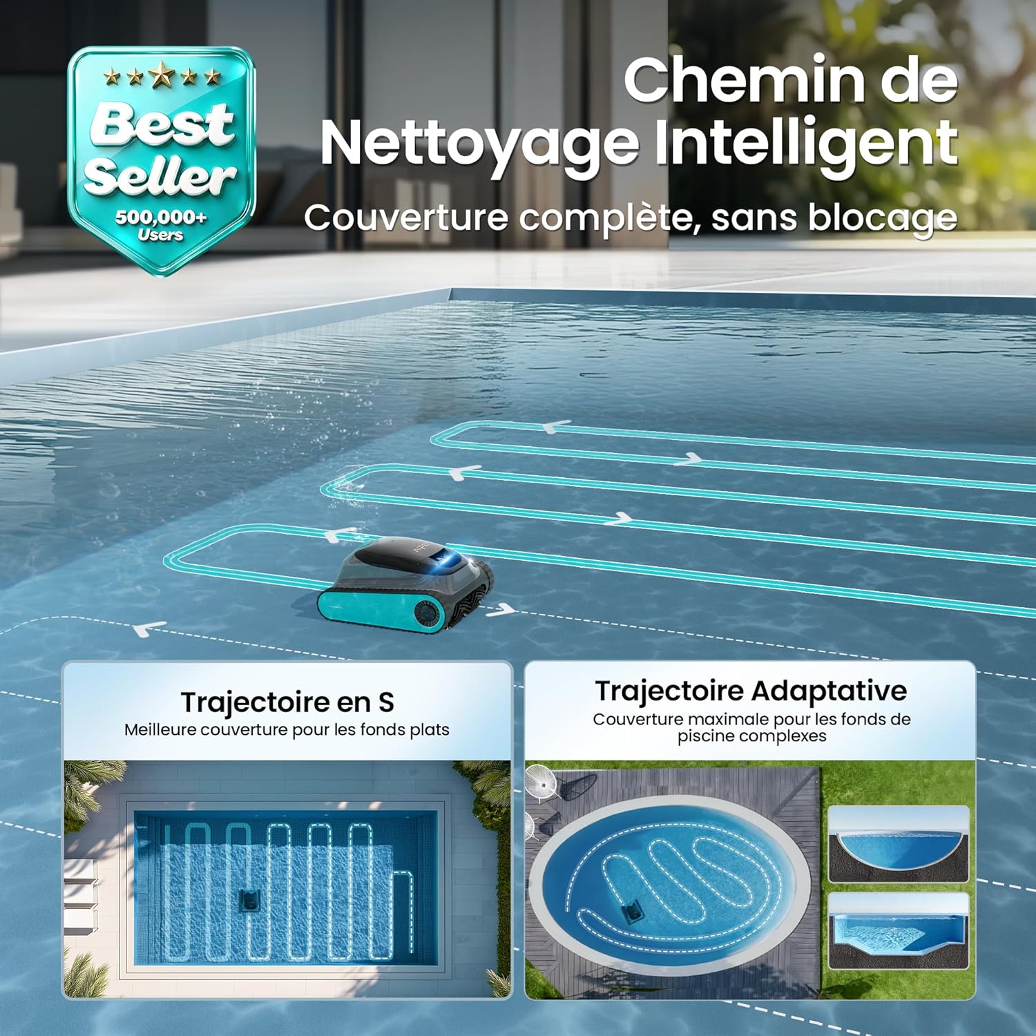 (2026 Upgrade) Aiper Scuba S1 Robot Piscine, Plan Hebdomadaire Personnalisé, Autonomie de 270 Min, Filtration Ultra-Fine, Nettoyage Fond/Parois/Ligne d’Eau, Navigation 11 Capteurs, Contrôle Via App Bleu